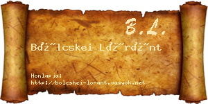 Bölcskei Lóránt névjegykártya